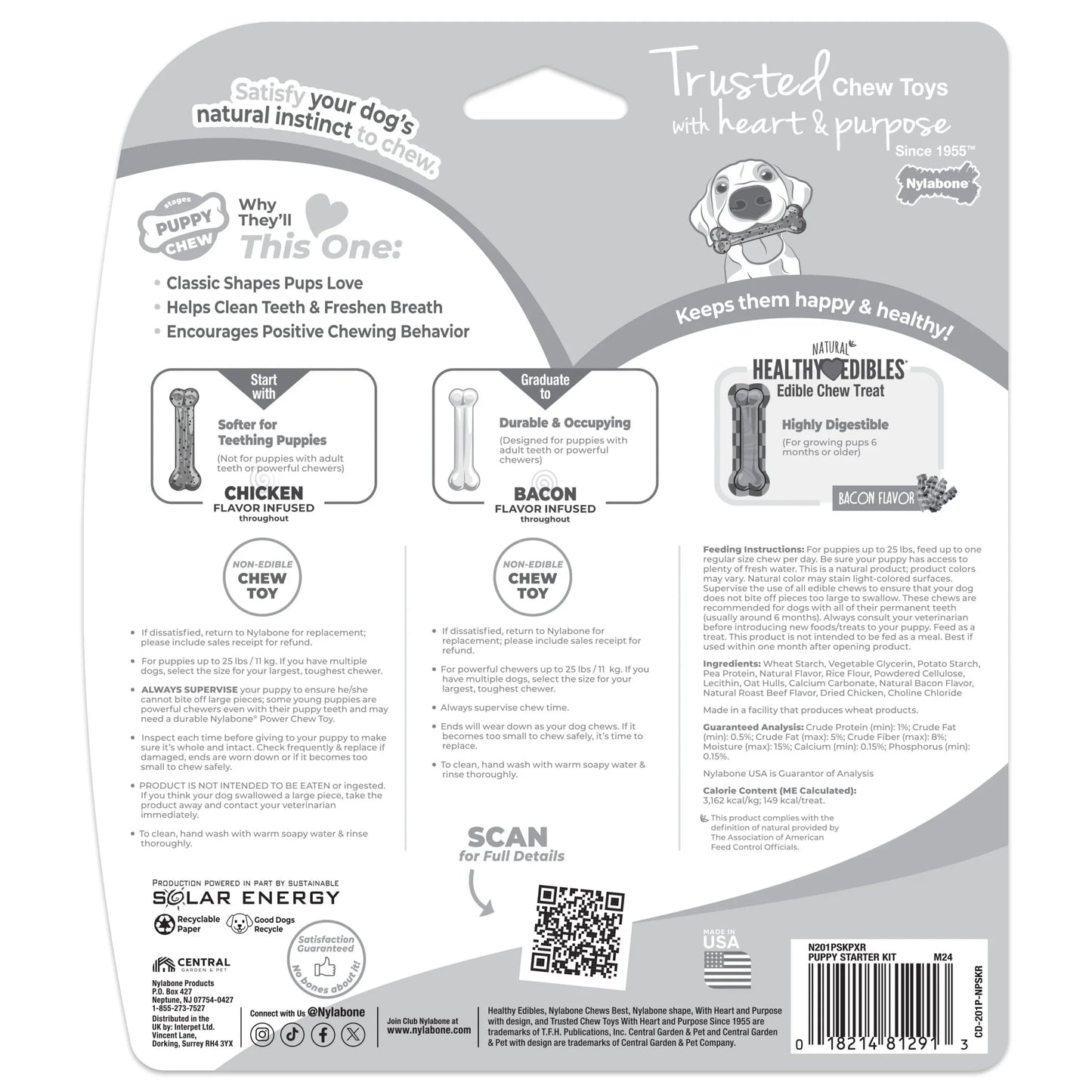 Ultimate Puppy Starter Kit: 3 Chew Toys with Delicious Chicken & Bacon Treats for Small Dogs