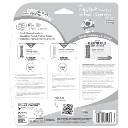 Ultimate Puppy Starter Kit: 3 Chew Toys with Delicious Chicken & Bacon Treats for Small Dogs