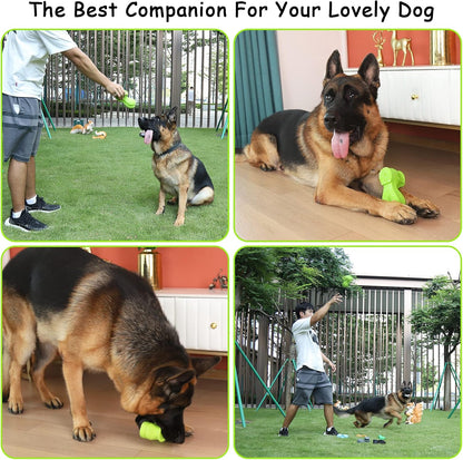 Tough Rubber Squeaky Dog Toy - Shoe Shape for Large Dogs, Cleans Teeth & Reduces Plaque (Grass Green)